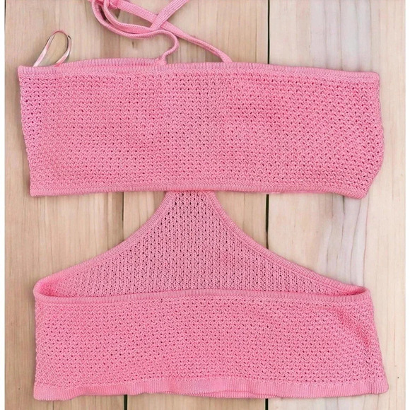 Revolve Victor Glemaud NWT’s crochet cut out halter top in neon pink. Size XL - Picture 2 of 6